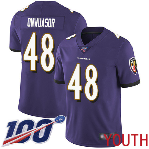 Baltimore Ravens Limited Purple Youth Patrick Onwuasor Home Jersey NFL Football 48 100th Season Vapor Untouchable